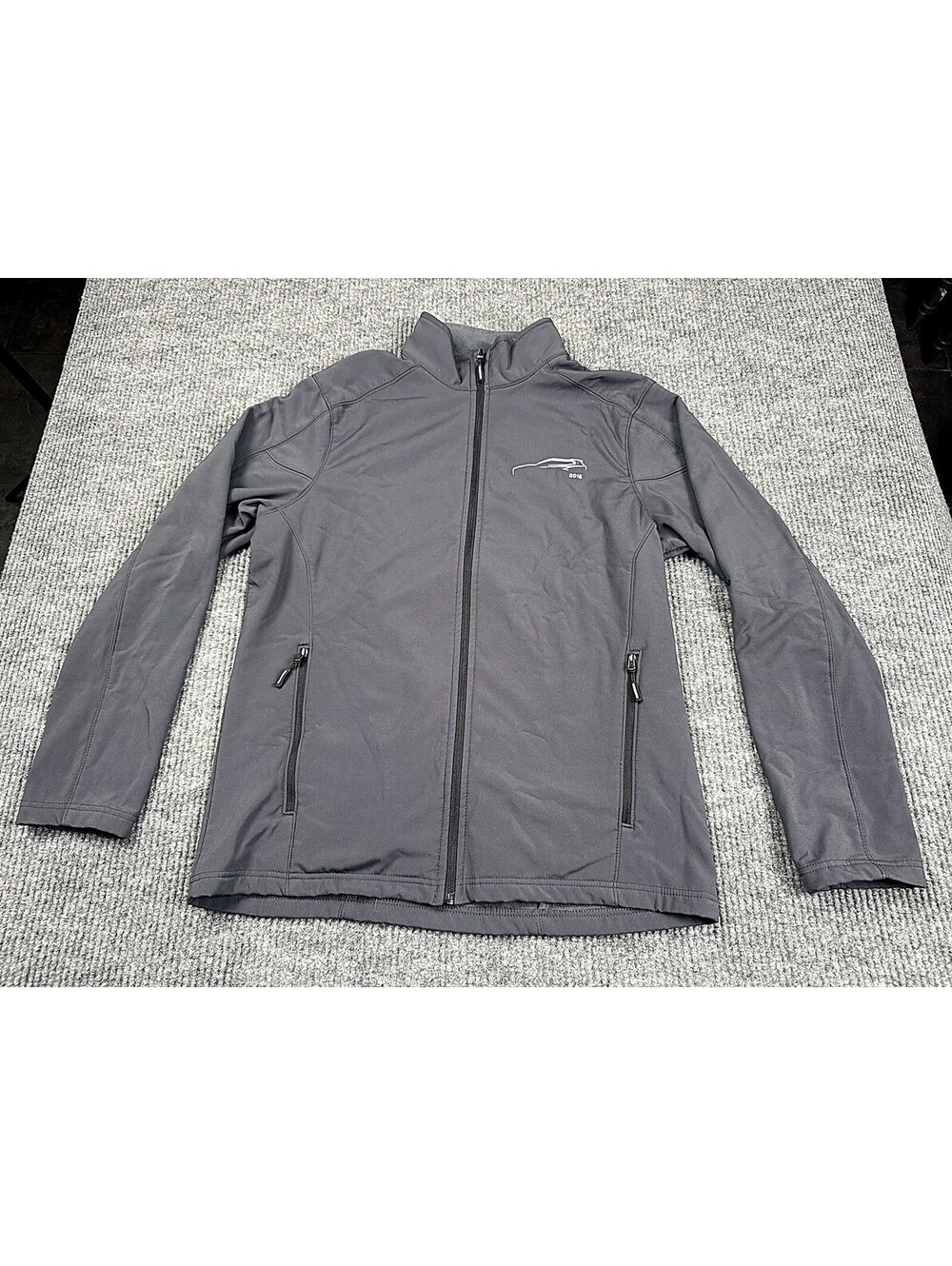 Core 365 Mens Gray Softshell Full Zip Fleece Lined Jacket Sz M 2018 Embroidered